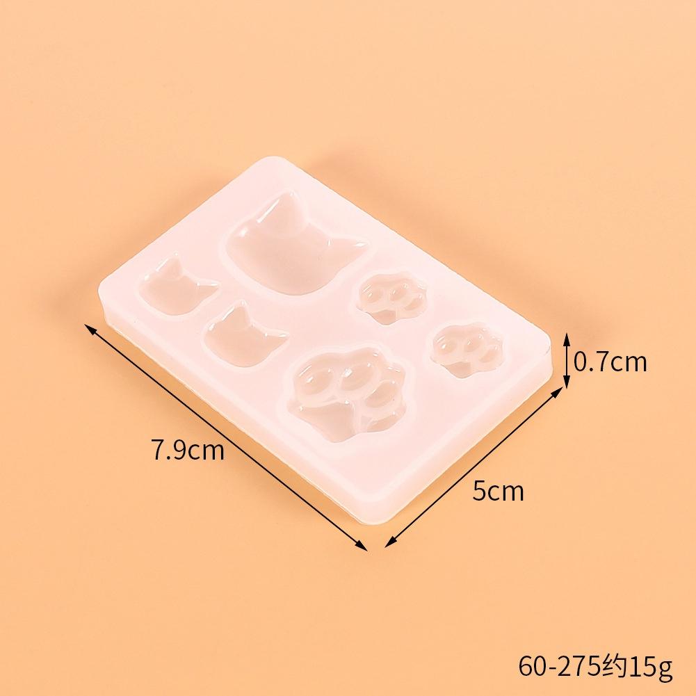 Small Cat Claw Crystal Epoxy Resin DIY Silicone Mold Cat Face Cat Claw Keychain Jewelry Pendant Mold Household Baking Mold