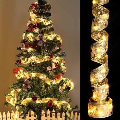 10meter Battery Powered Christmas Tree Ribbon with 100 LED Lights(Warm Light)