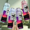 1PC Palm Tree Sunset Photo Collage 750ml Color Plastic Water Bottle Leakproof Flip Straw Lid For Sports Office Home Use