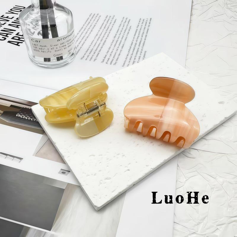 Luohe Korean Style High-End Small Claw Sweet Temperament Hair Clip for Women - Exquisite Half-Up Shark Hair Accessory