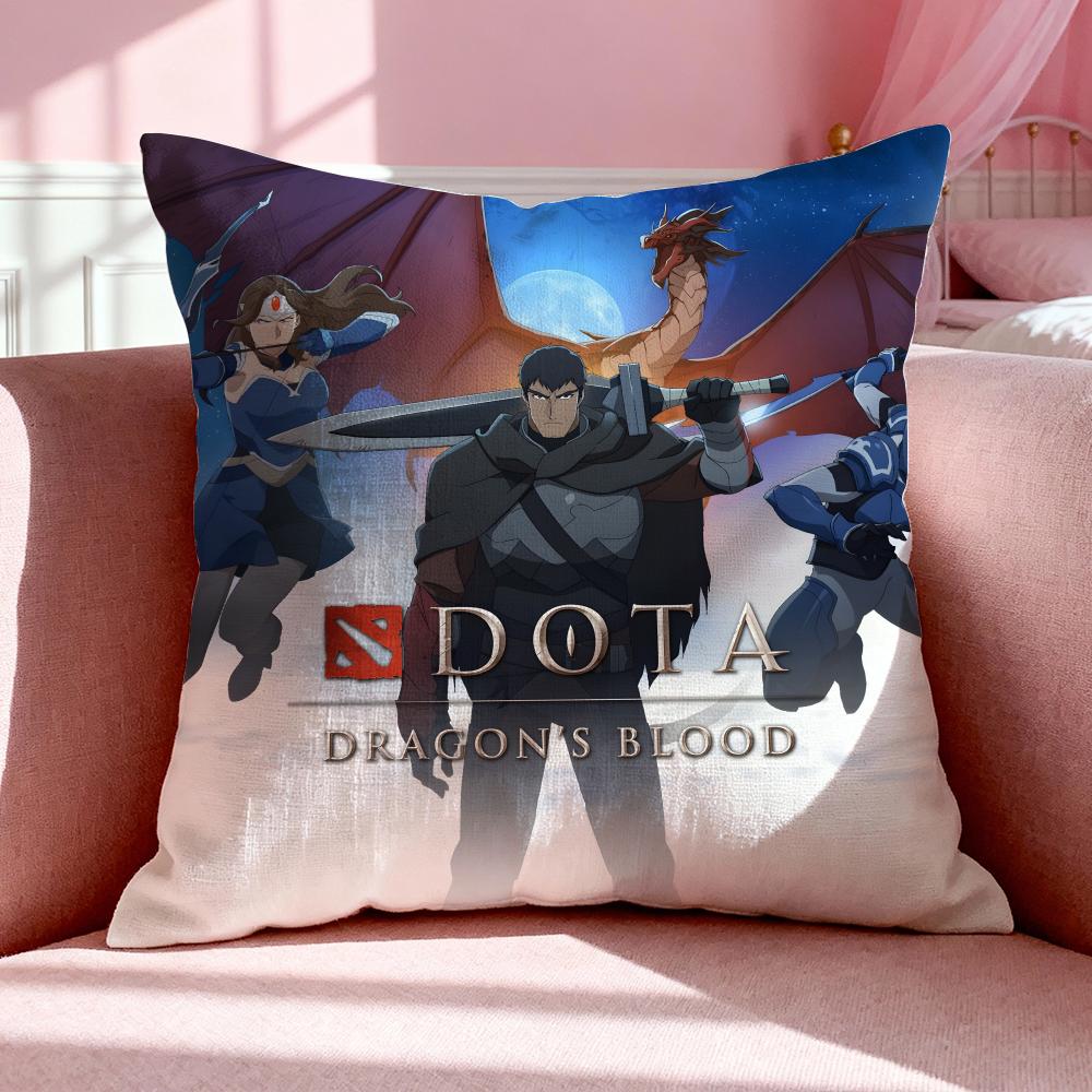Anime D-Dota: Dragon'S Blood Cushion Cover Breathable Linen Pillowcase Summer Odorless Eco-Friendly Invisible Zipper Washable