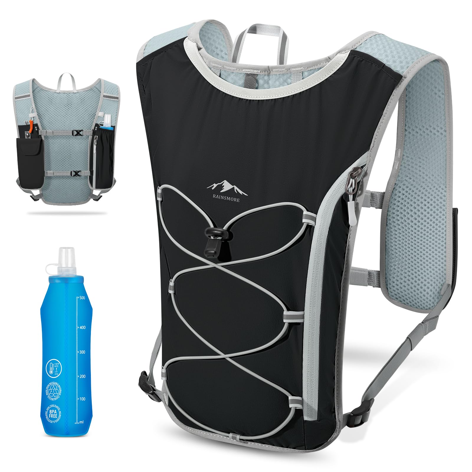 

[RAINSMORE] Running Backpack Bag Ultra Lightweight Marathon Cycling Backpack Running Vest No Shaking Trail Running Rucksack Hydration Sports Bicycle