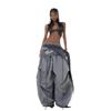 Women's American Street Grey Wide-Leg Scimitar Pants - Spring 2025 Sporty Casual Design