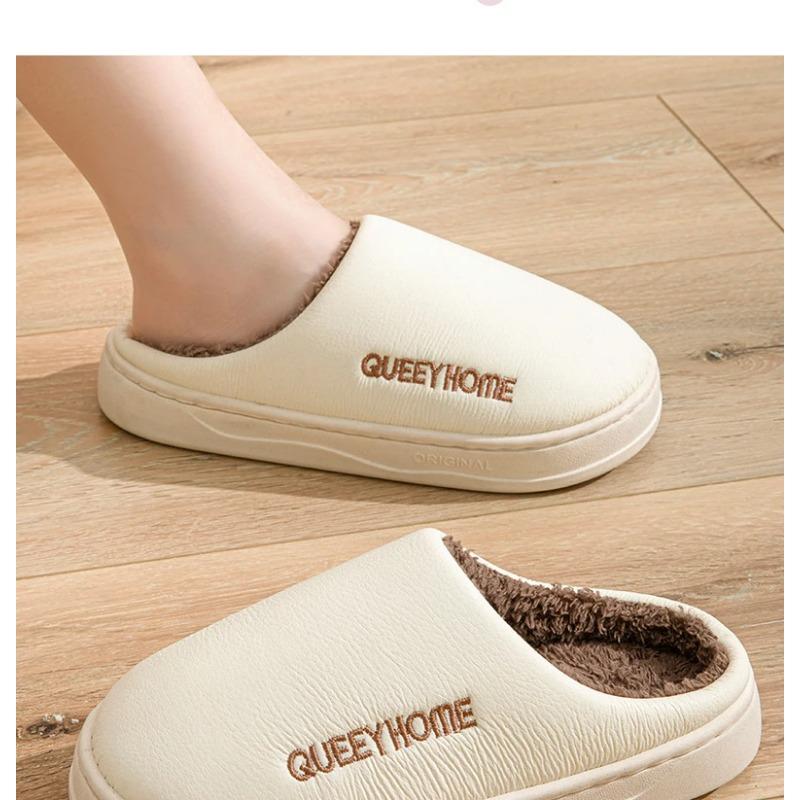 Waterproof cotton slippers for men anti slip for winter suitable for home use thick soled cotton slippers for women