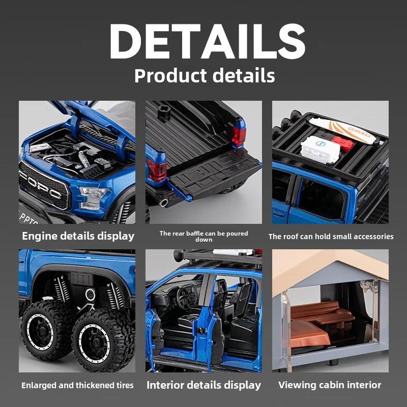 1/24 Scale Alloy Cars Models Toys 6 Doors Opened Camping RV Diecast Model Light Sound Vehicle for Boys Birthday Gift B390