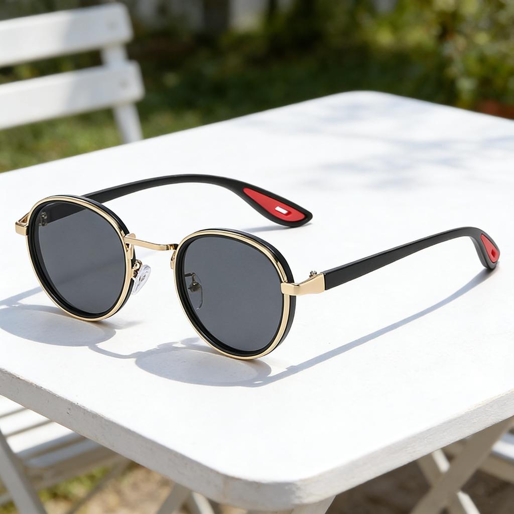 2026 New Fashion Phnom Penh Round Frame Women's Sunglasses Retro Neutral Street Photography UV400 Sunscreen Sunglasses
