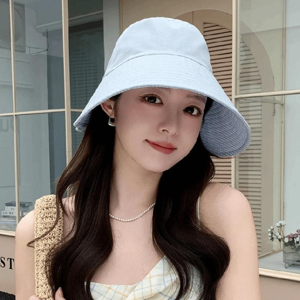 Double-Sided Fisherman Hat Wide Brim Bucket Cap Casual Sun Hat Women