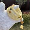 Milky Yellow Bodhi Root Rosary: 108-Bead Lotus Bracelet