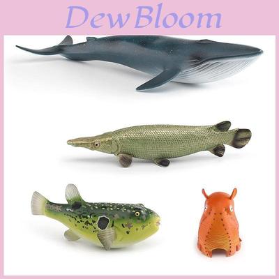 Realistic Ocean Animal Model Collection With Blue Whale Alligator Gar Pufferfish And Octopus Decor