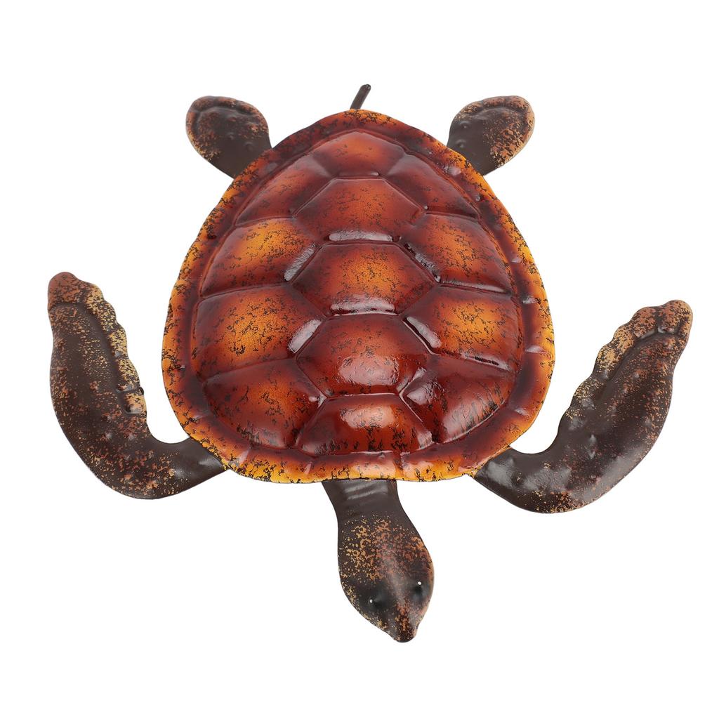 Turtle Wall Decor Vivid Lifelike Rust Proof Metal Sea Animal Statue Decoration for Party Patio Home Aquarium Red