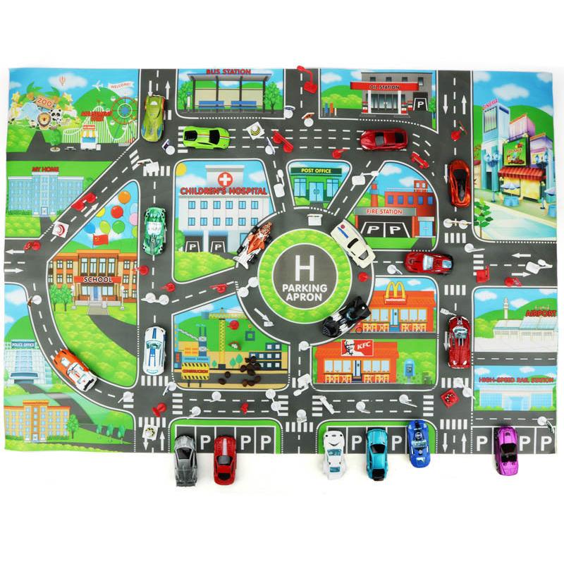 83 58cm / 130 100cm Road Mat Children Traffic Car Map Learning Toy Road Plastic Carpet Playmat Ideal For Mats City Children Playthings Games