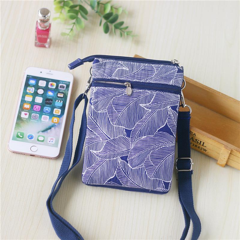 Sac bandoulière à 5 couches à grand écran avec motif de feuilles pastorales pour femmes
