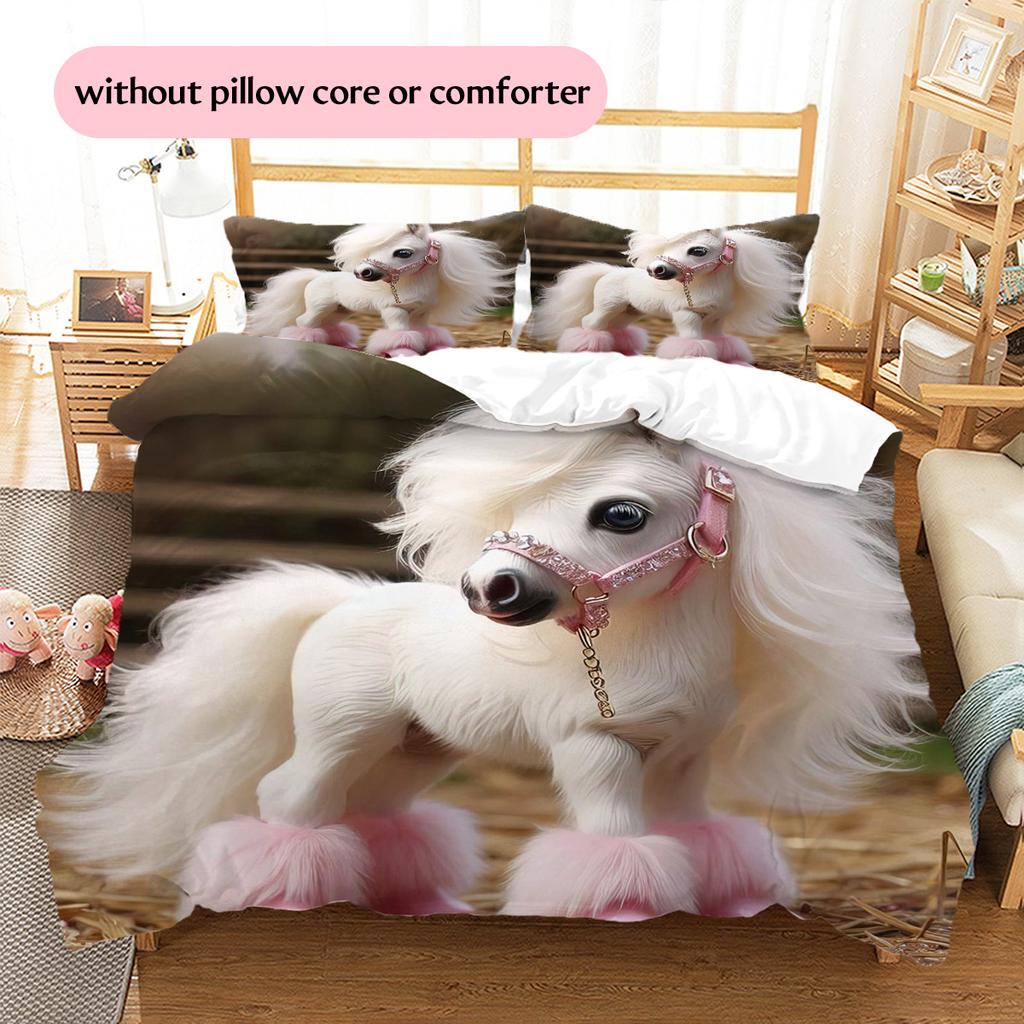 1PC Horse Bedding Quilt Set Quilt Cover Pillowcase Home Decoration Birthday Gift (1 * Duvet Cover + 15 * Pillowcase, Without Core)