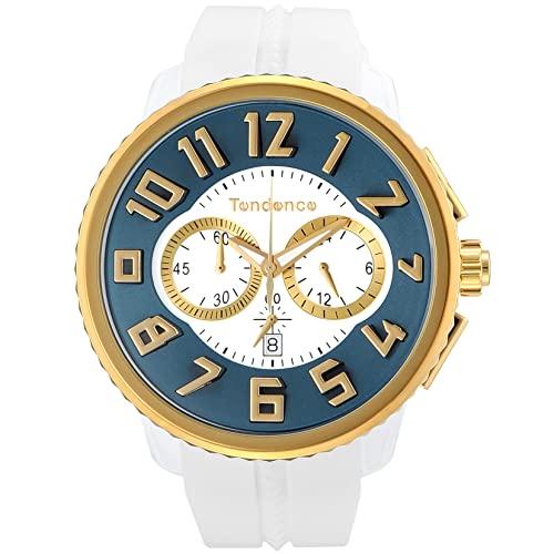 Tendence Gulliver Round Chronograph Watch, Navy Dial, Stainless Steel, Mineral Glass, Quartz Movement, 51mm, White, TY046016 [Parallel Import]