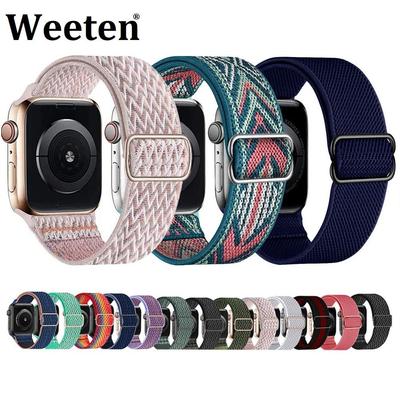 Fabric Braided Solo Loop Nylon Strap For Apple Watch 9 8 7 SE 6 Band 44mm 40mm 38mm 42mm Elastic Bracelet for iWatch Series 5 4 3 2 1