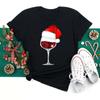 Polyester  100% New Christmas Happy Christmas Tree Santa Claus Casual and Fashionable Round-neck Short-sleeved Women's Base Tops