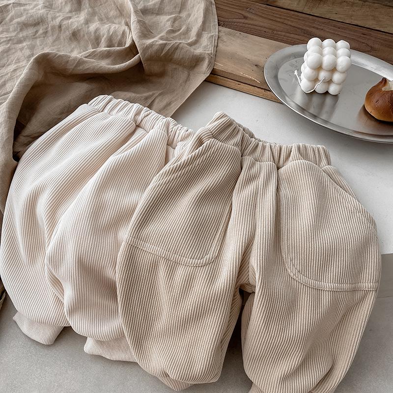 INS Baby Velvet-Lined Cuffed Pants: Autumn/Winter Korean-Style Warm Casual Toddler Wear