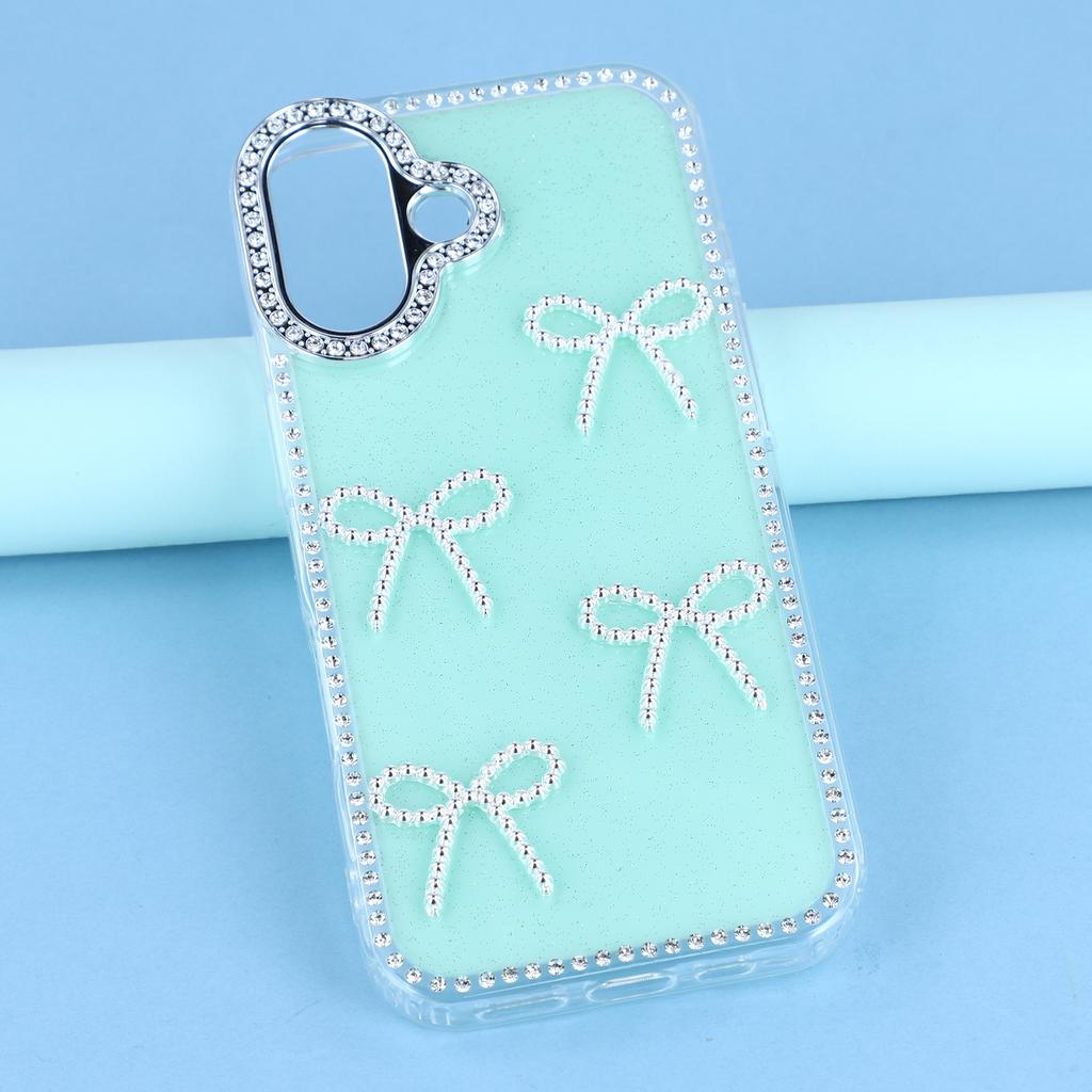 For iPhone 17 Case Rhinestone Edge Butterfly Bow Decor TPU+PC IMD Phone Cover