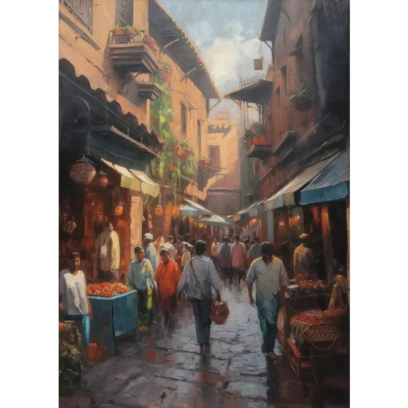Beauty Romance Townscape Posters Marrakech Morocco Italy City of Water Prints Canvas Painting Wall Art Pictures Home Room Decor