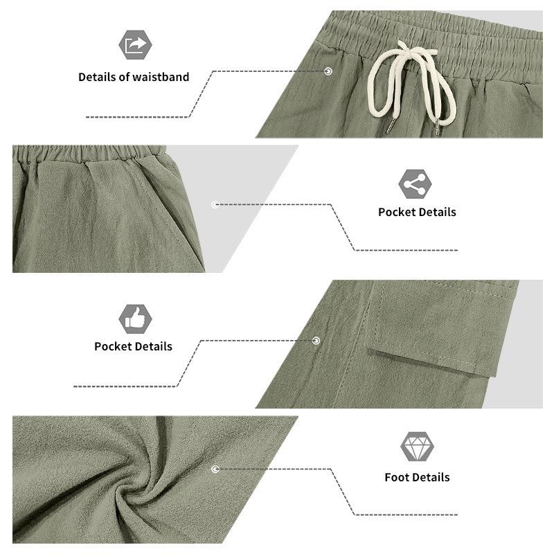 Men's Linen Solid Color Casual Holiday Shirt and Shorts Set