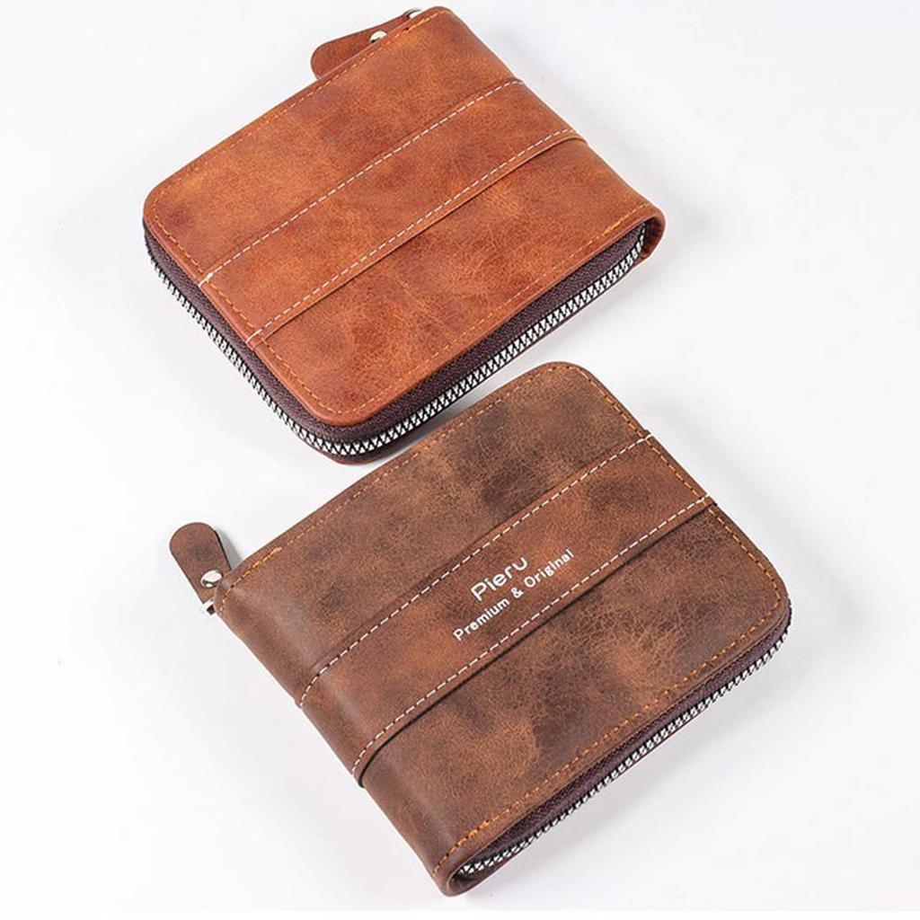 Retro Leder Reißverschluss Geldbörse Herren Horizontaler Mehrschlitz-Kartenhalter Multifunktionaler Business Geldclip Männliche Münzbörse Clutch