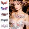 Crown Cross Wing Floral Body Art Sticker 3D Texture Temporary Tattoo  Women