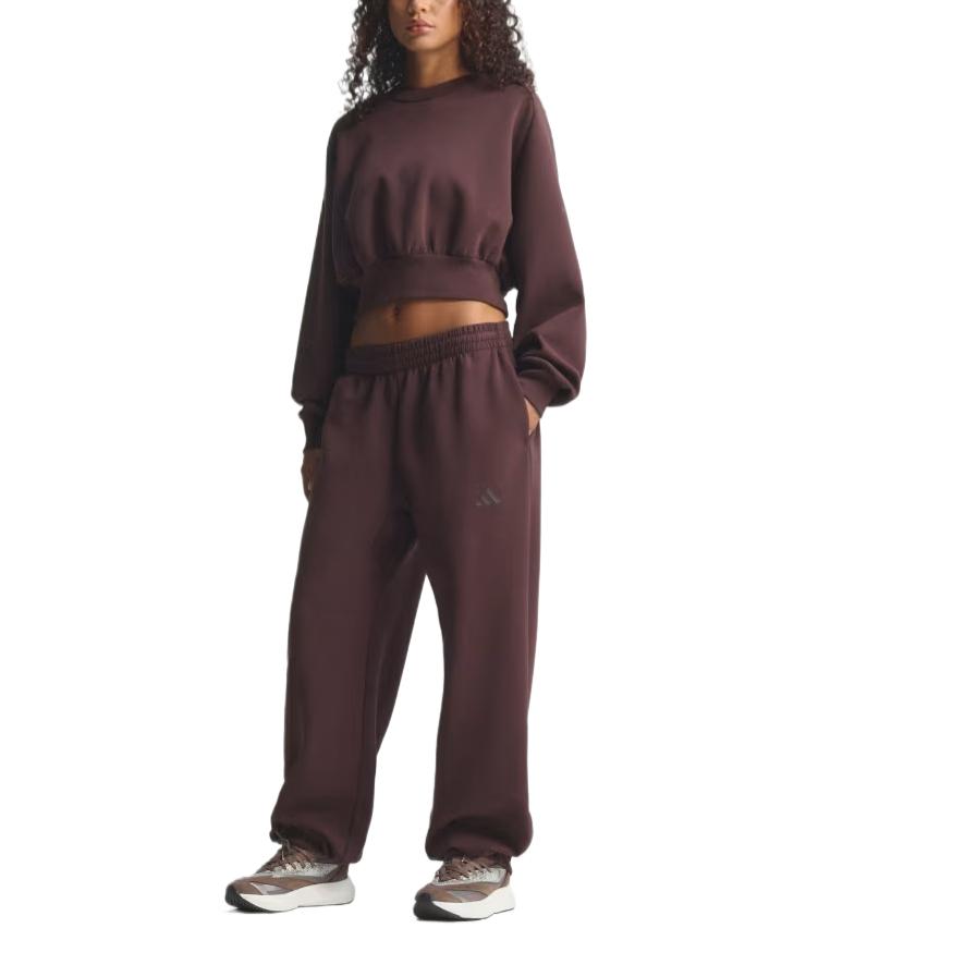adidas Soft Fleece Crew Neck Long Sleeve Sweatshirt Women Brown JW5072