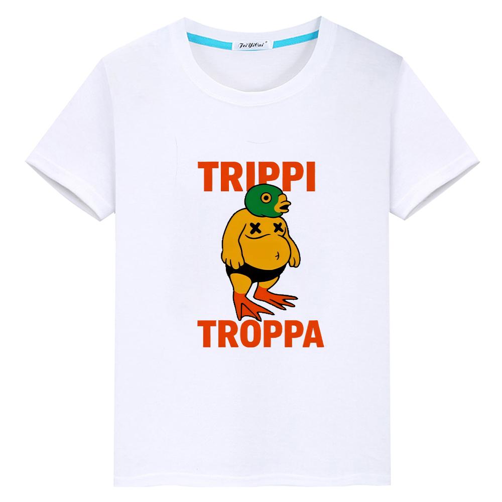 Italian Brainrot print cartoon100%Cotton Tees t shirt for kids boy 10years Anime Short  Tops kids clothes girls y2k one piece