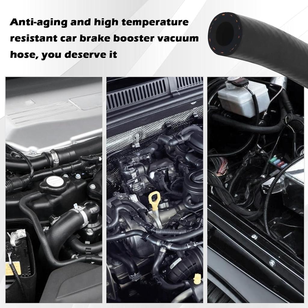 2PCS 27232 11/32"x36" Car Brake Booster Vacuum Hose Kit 300PSI with Clamps,Soft Power Brake Vacuum Lines Automotive as Replacement,Essential Brakes
