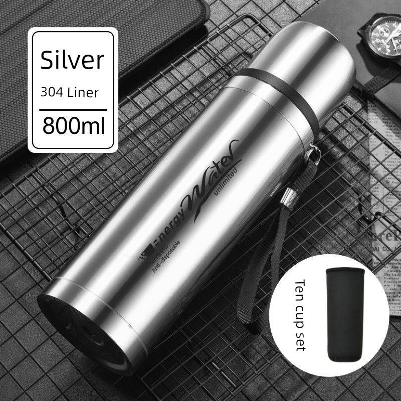 Factory Direct Sale of All Stainless Steel Thermos Cups, 304 Stainless Steel Large Capacity Thermos Cup, Outdoor Portable Travel Bullet-Style Thermos