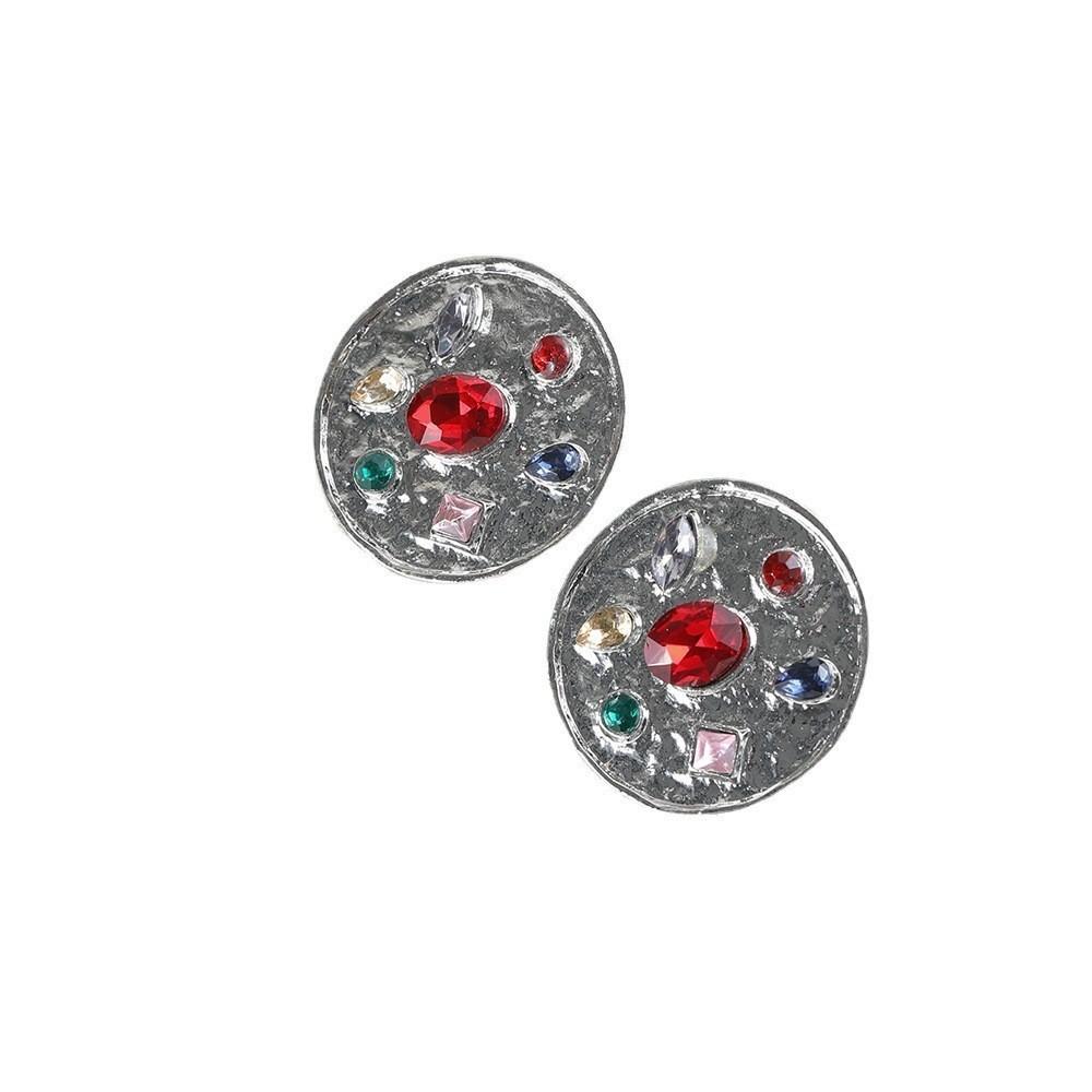 Trendy Colorful Rhinestone Alloy Earrings Simple Versatile Street Style Accessories