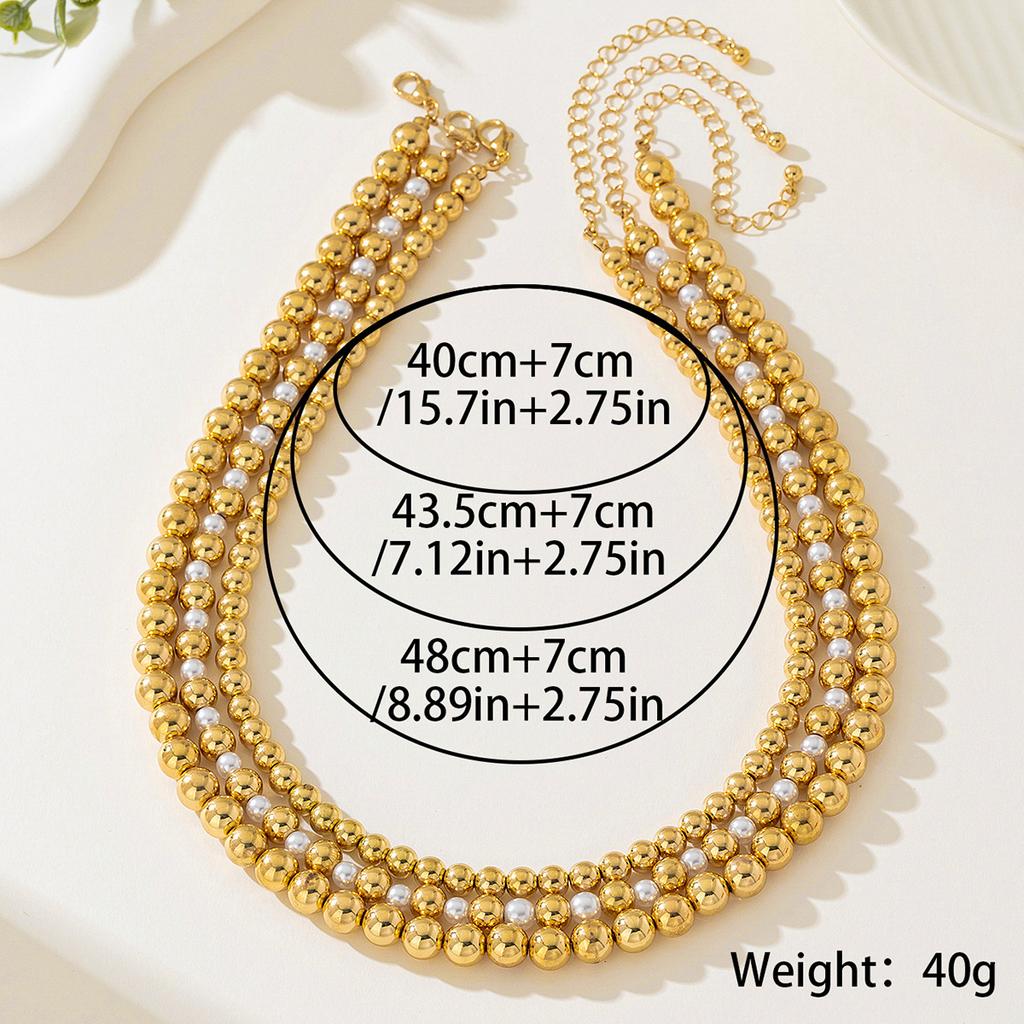 3 pieces of simple and chic metal chain creative thick chain beads multi-layer necklace suitable for women, daily wear at parties