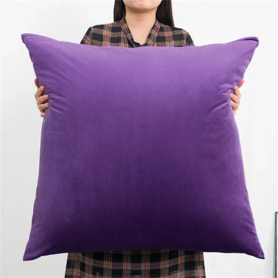 

50x50cm/60x60cm Soft Velvet Large Square Pillow Cover Sofa Cushion Living Room Back Bedside Cushions Case Protector Solid Color 45x45cm