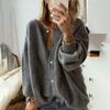 Women's Plus Size Striped Cardigan Button Front Round Neck Knit Sweater for Casual Daily Wear
