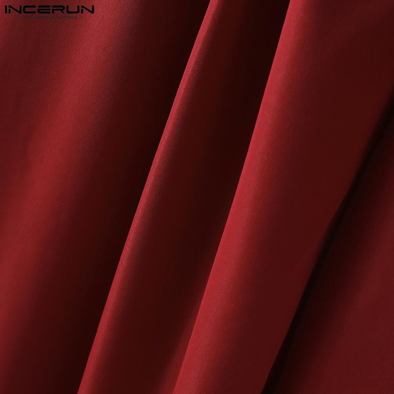 INCERUN Men Casual Elastic Waist Solid Wide Legs Pants Long Trousers with Pockets
