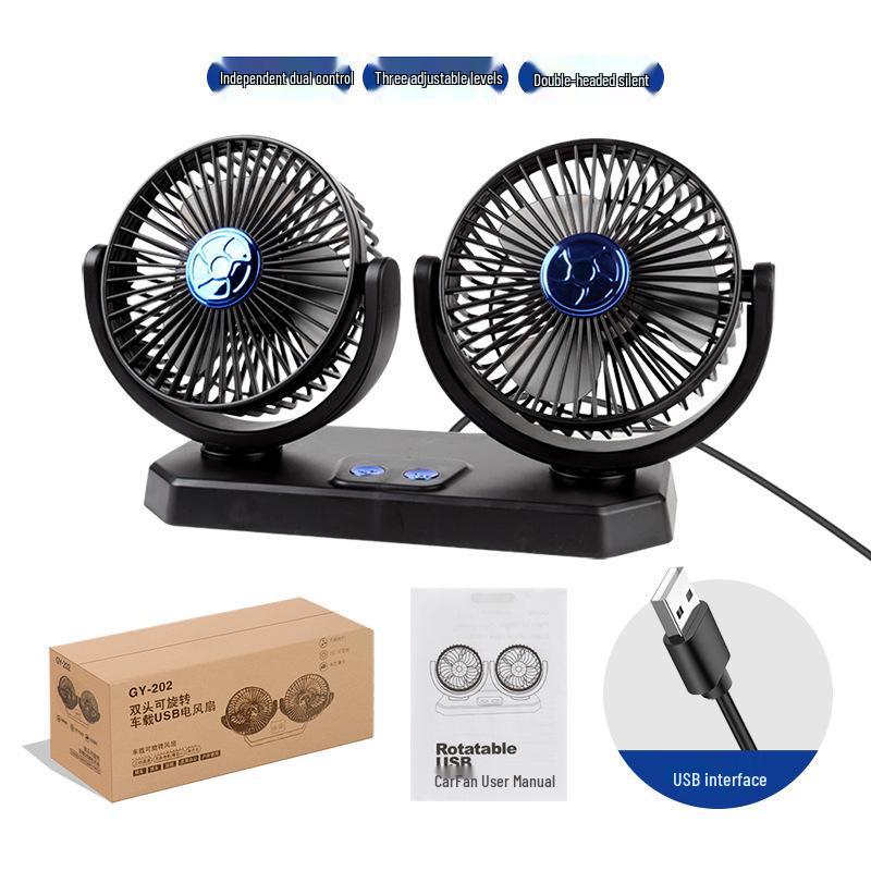 Da Fu Dual-Head USB Fan for Car: Powerful 12V Cooling Solution