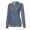 Womens Fashion Casual Button Long Sleeve Vintage Print T-Shirts Tops Blouse