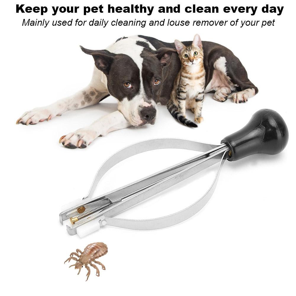 2PCS Stainless Steel Pet Lice Remover Flea Clip Tick Tweezers Picker Tool for Dogs Cats General