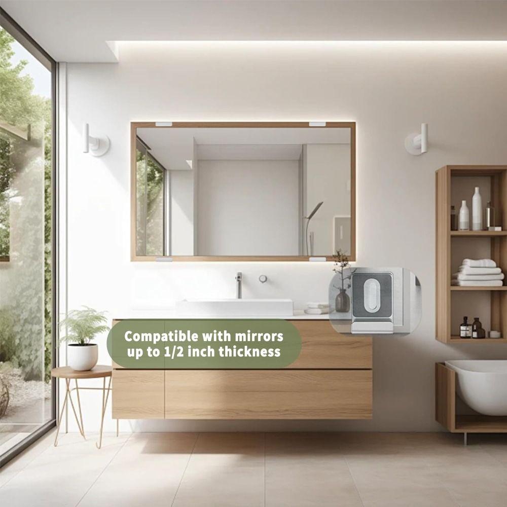 4pcs 304 Stainless Steel Mirror Clips Matte Black Rubber Pads Mirror Holder Included Screws Mirror Brackets Wall Decor