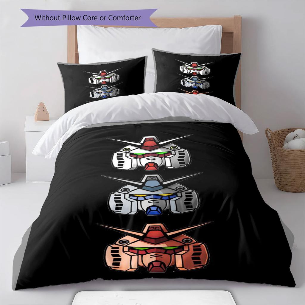 Set Biancheria da Letto 3 Pezzi Mecha Gundam Anime Robot Stampato Copripiumino Con Federe Per Camera da Letto dei Ragazzi