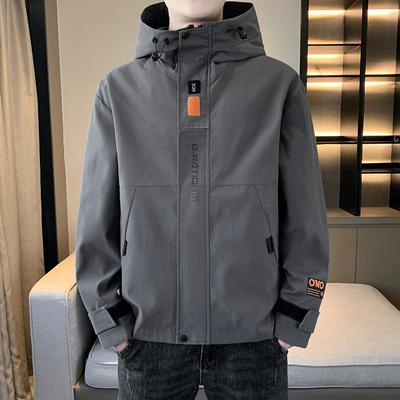 Men's Work Jacket Spring and Autumn Loose New Trend Hooded Jacket Men's Youth Casual Handsome Clothes