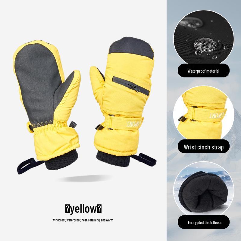 Unisex zimní lyžařské rukavice: Silný samet, voděodolný, větruodolný, dotykový displej, protiskluzový pro venkovní cyklistiku
