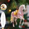 Weißes Pferd Weihnachts-Hängeanhänger Acryl-Taschenanhänger Charms Auto-Pferdeanhänger 2D Flaches Weihnachtsbaum-Ornament Navidad Dekor