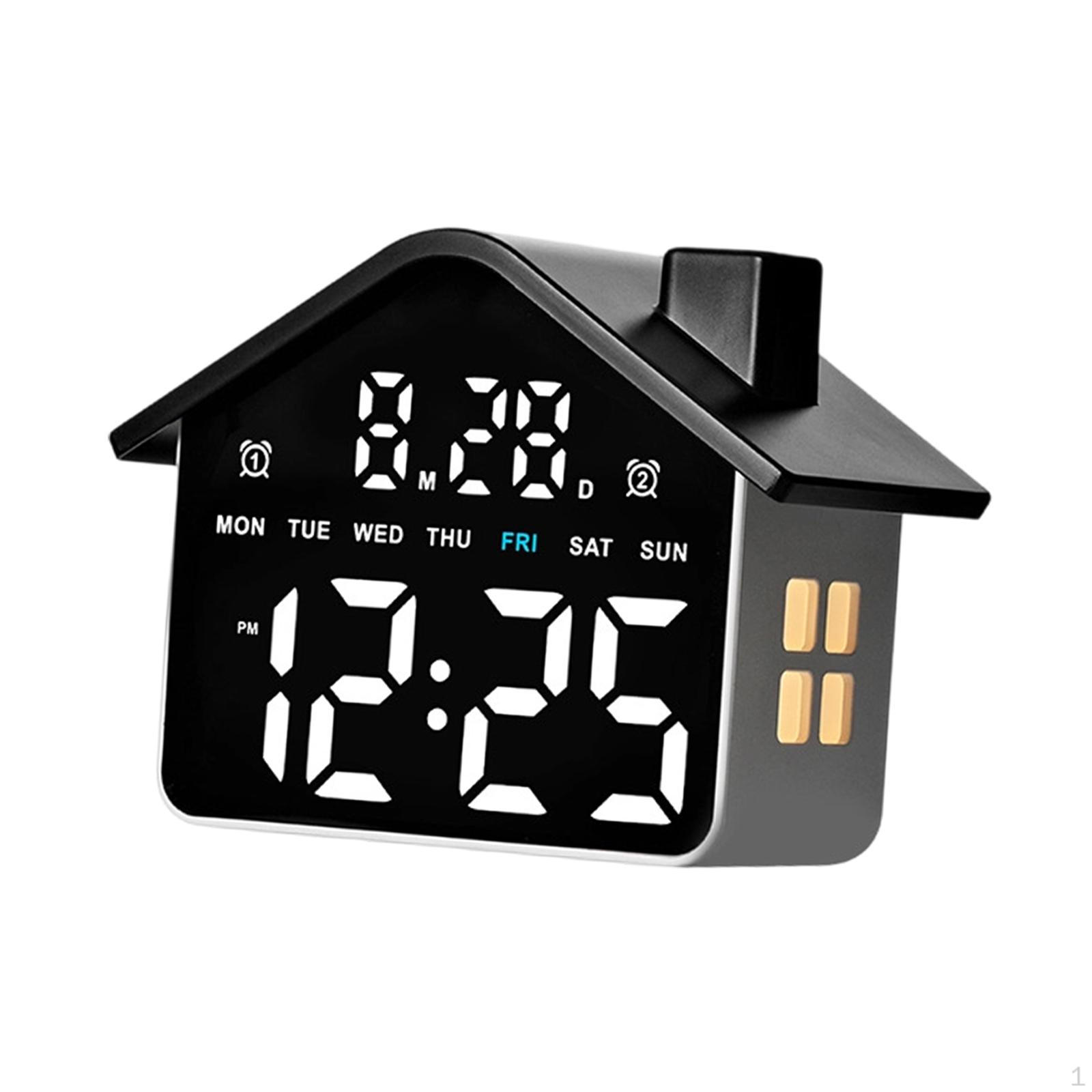 

Alarm Clock Table Brightness Adjustment, Home Decor, House Shaped Multifunctional for Living white light