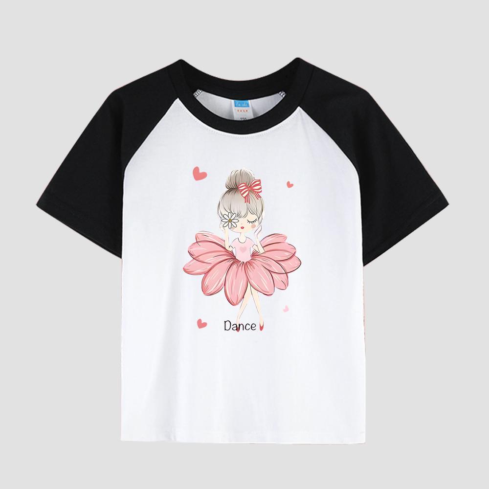 

Повседневная футболка с коротким рукавом для девочек с напечатанным рисунком, хлопковая ткань, модный летний детский топ 150cm