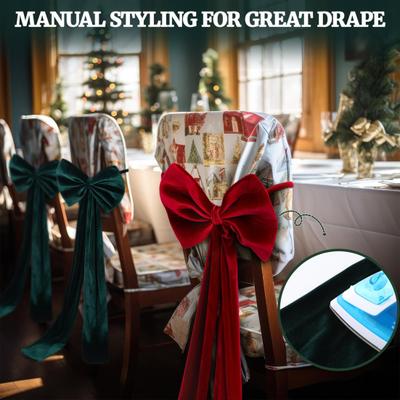 Christmas Chair Sashes Bows Large Velvet Chair Cover Back Tie Supplies for Christmas Banquet Home Wedding Event Holiday Party Decor