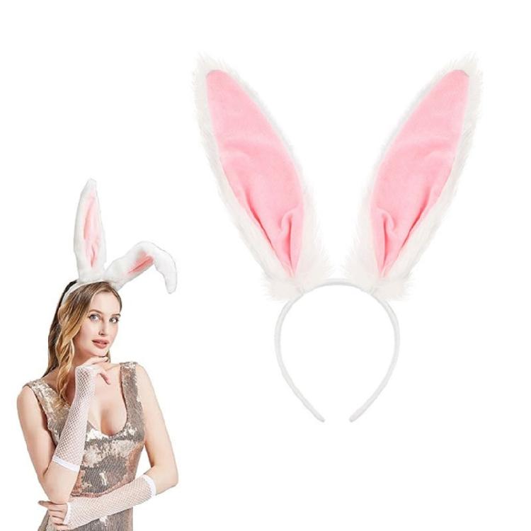Women Girls Rabbit Ears Headband Collar Bowtie Cuff Bunnies Tail Easter Bunnies Costume Set for Halloween Cosplay Party