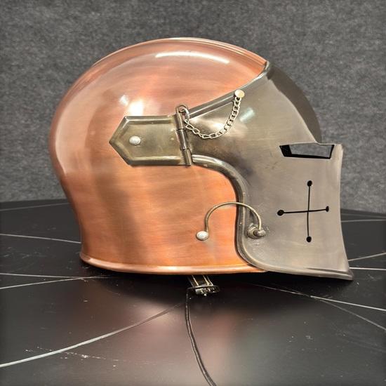 Two-color Barbuta Helmet Medieval 18g Knight Steel Helmet LARP Halloween Cosplay Costume Wearable