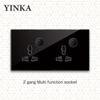 YINKA Tempered Glass 1/2/3/4 Gang 1/2 Way On / Off Wall Light Switch LED Indicator FR EU Standard Universal Home Socket