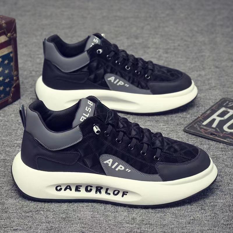Men's shoes autumn new men's platform sports running casual height increase dad trendy shoes little white board shoes